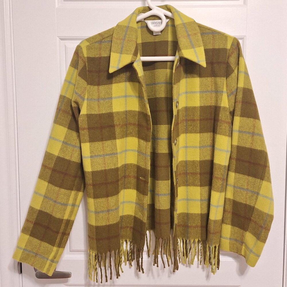 Seidensticker Wool Blend Checkered Lime green blazer